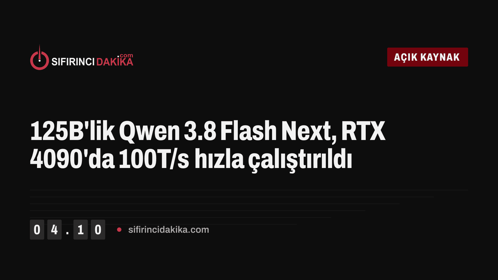 125B'lik Qwen 3.8 Flash Next, RTX 4090'da 100T/s hızla çalıştırıldı