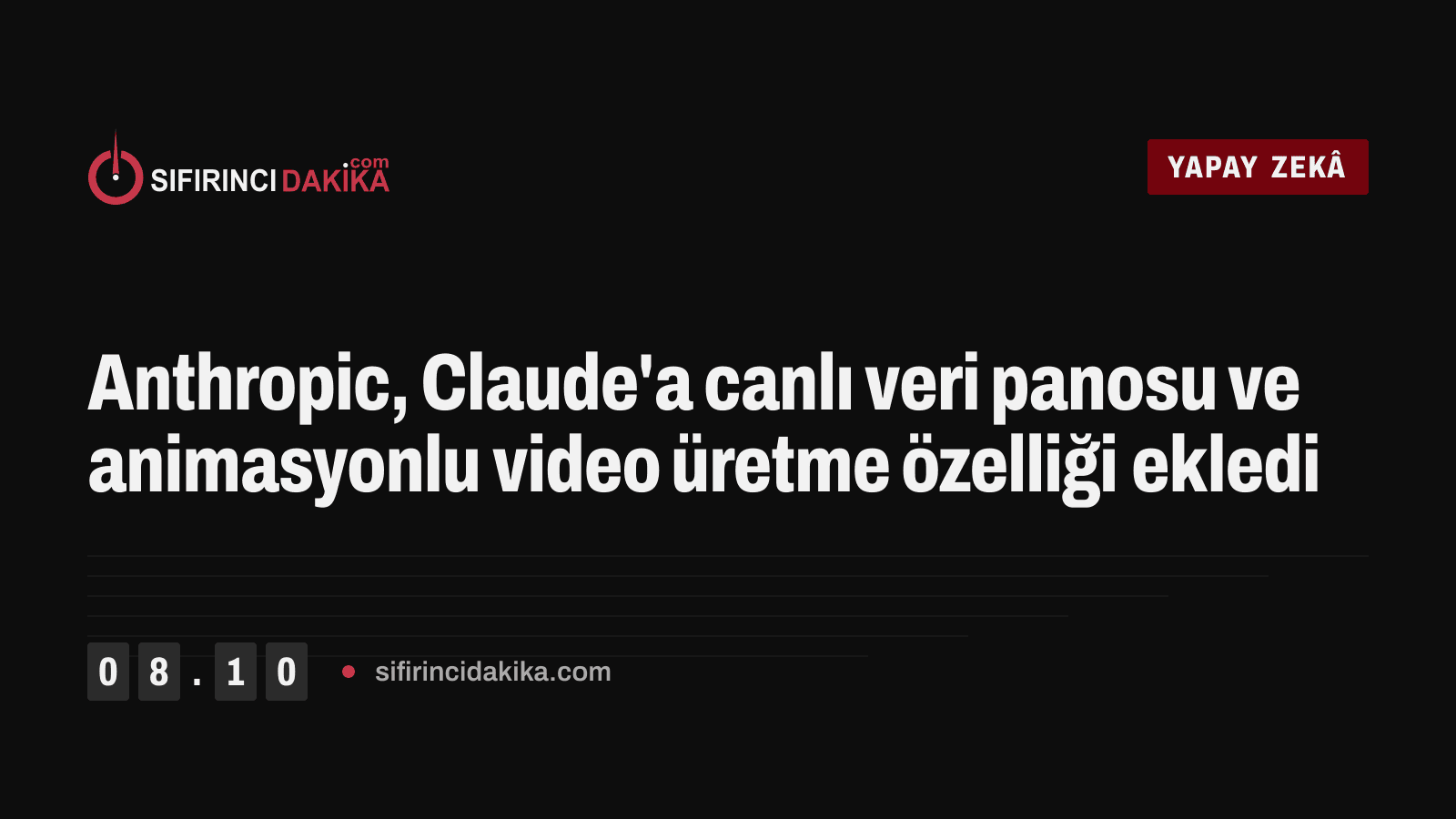 Anthropic, Claude'a canlı veri panosu ve animasyonlu video üretme özelliği ekledi