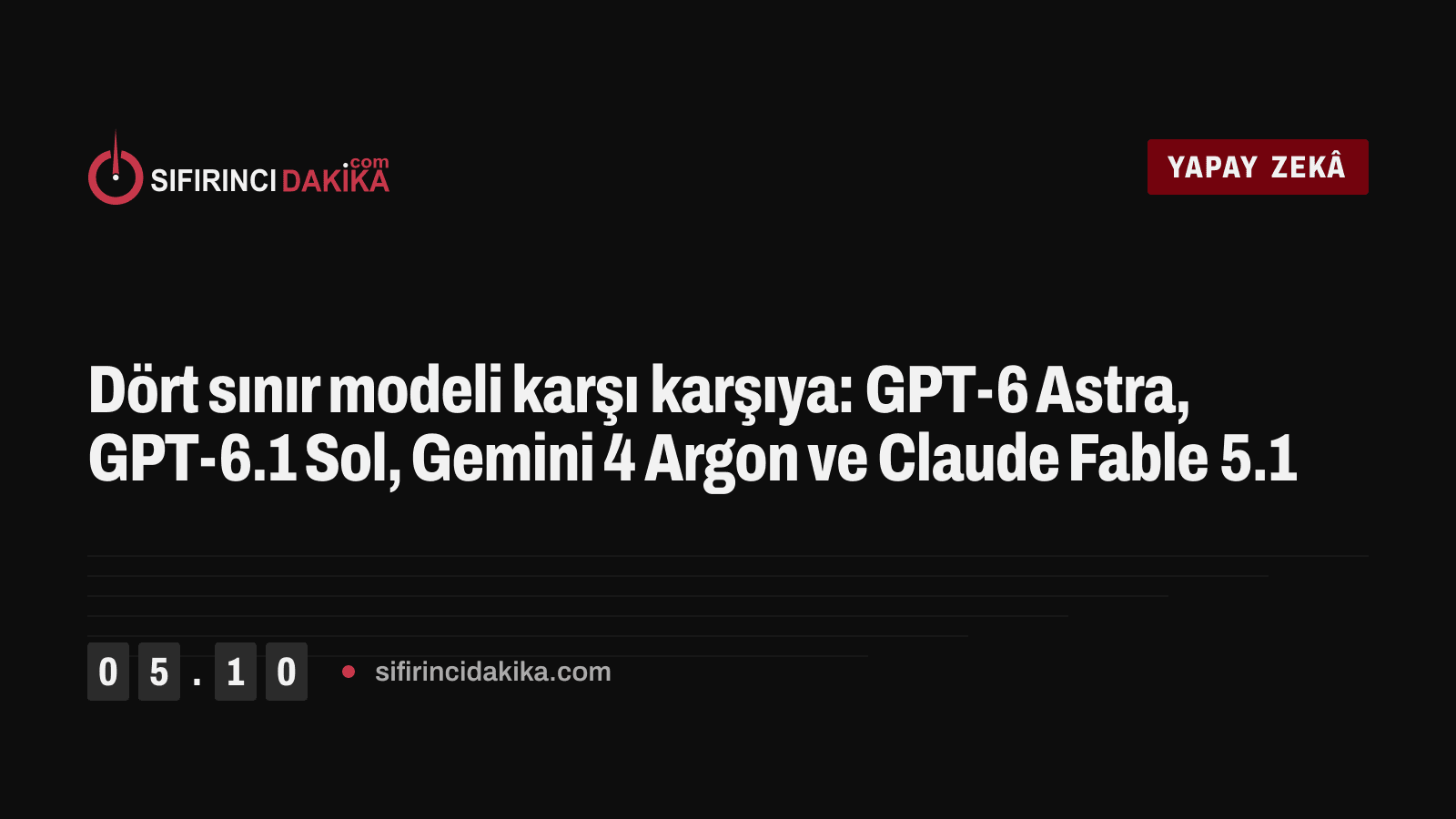 Dört sınır modeli karşı karşıya: GPT-6 Astra, GPT-6.1 Sol, Gemini 4 Argon ve Claude Fable 5.1