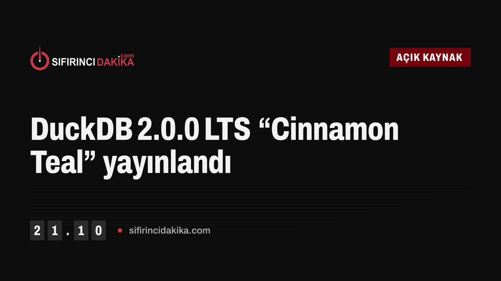 DuckDB 2.0.0 LTS “Cinnamon Teal” yayınlandı