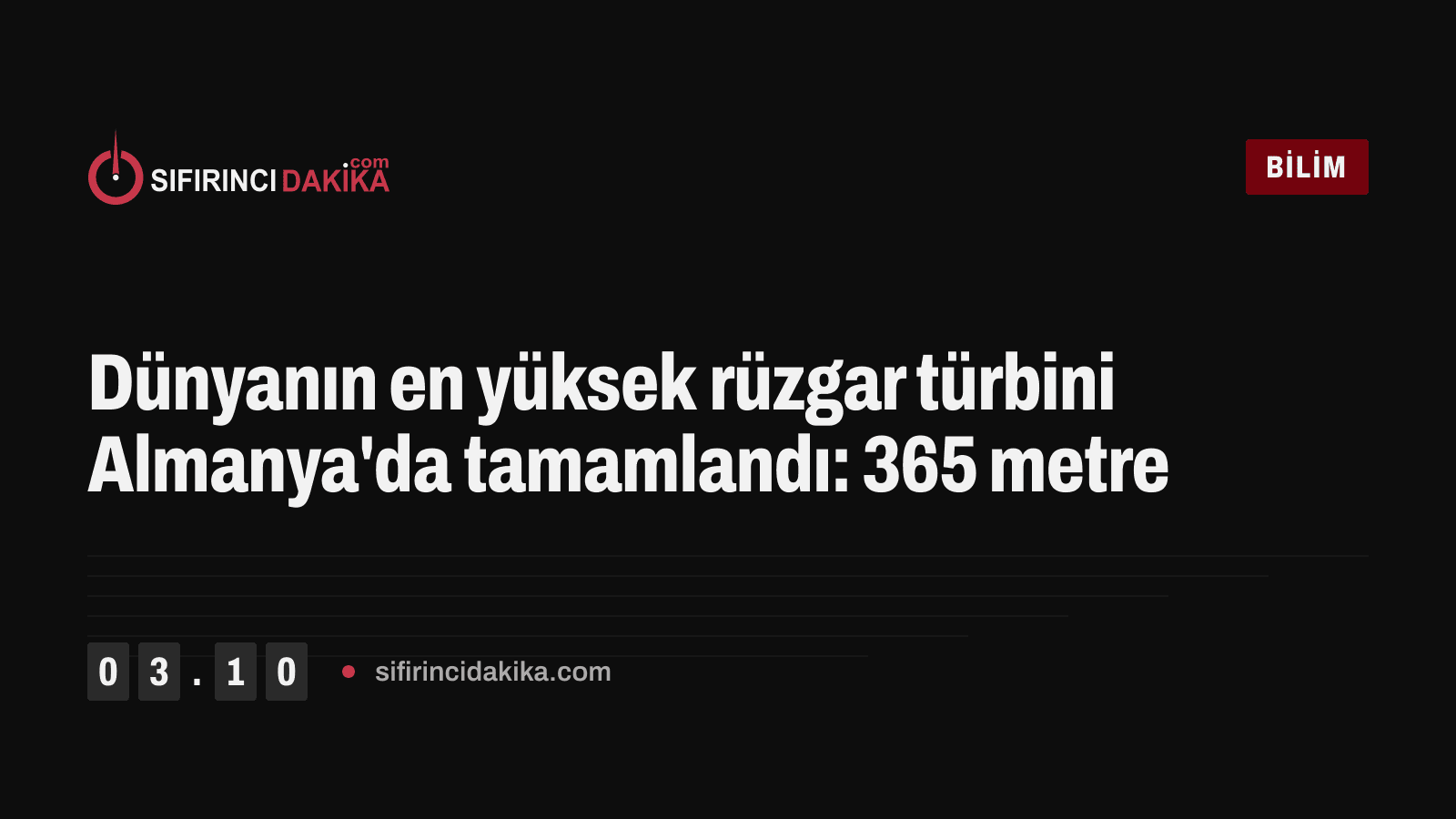 Dünyanın en yüksek rüzgar türbini Almanya'da tamamlandı: 365 metre