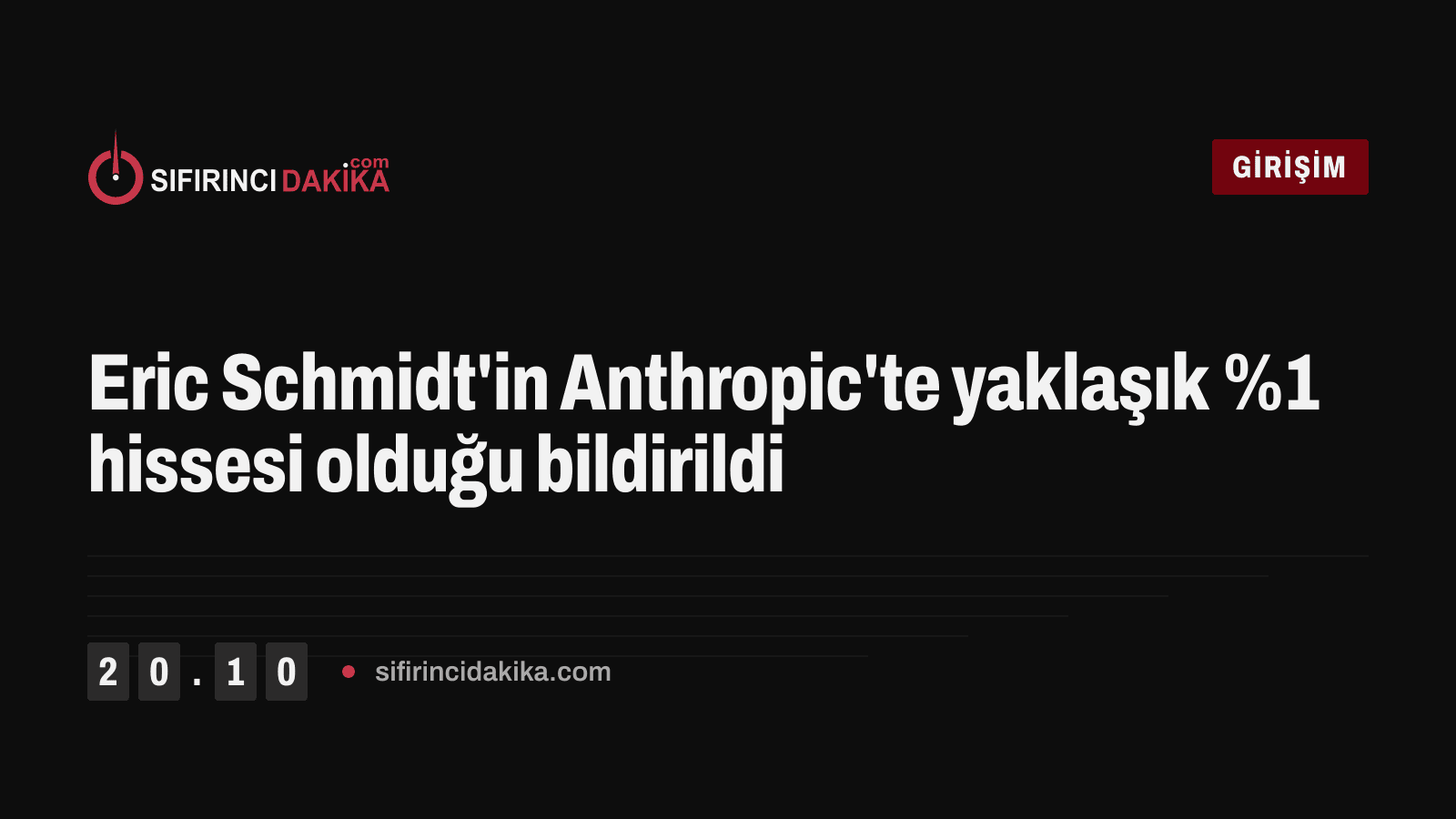 Eric Schmidt'in Anthropic'te yaklaşık %1 hissesi olduğu bildirildi