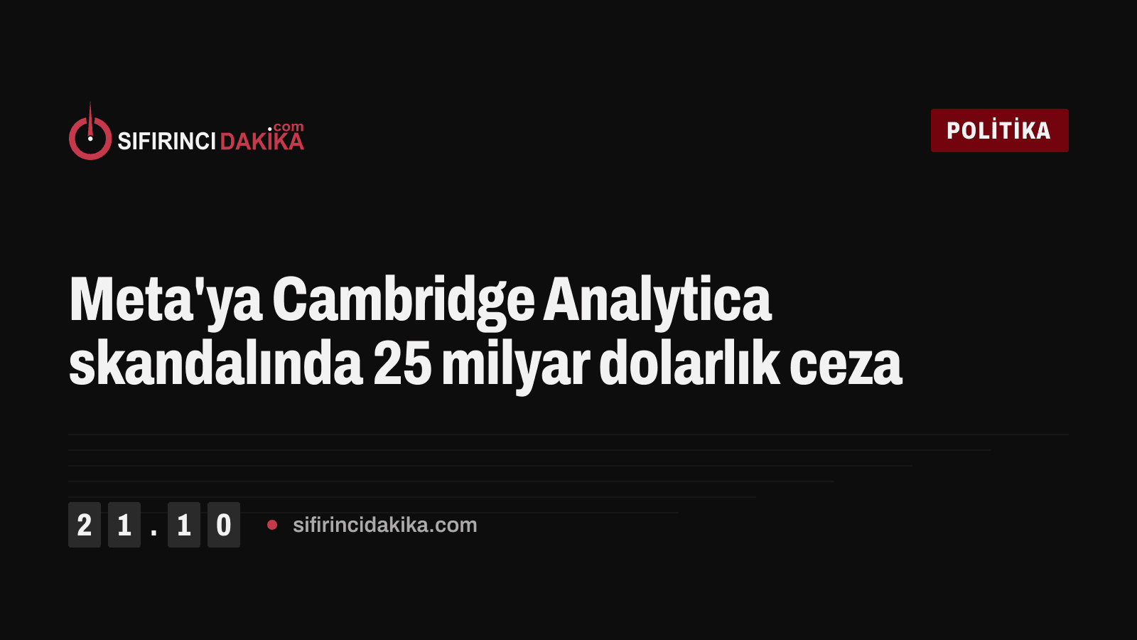 Meta'ya Cambridge Analytica skandalında 25 milyar dolarlık ceza
