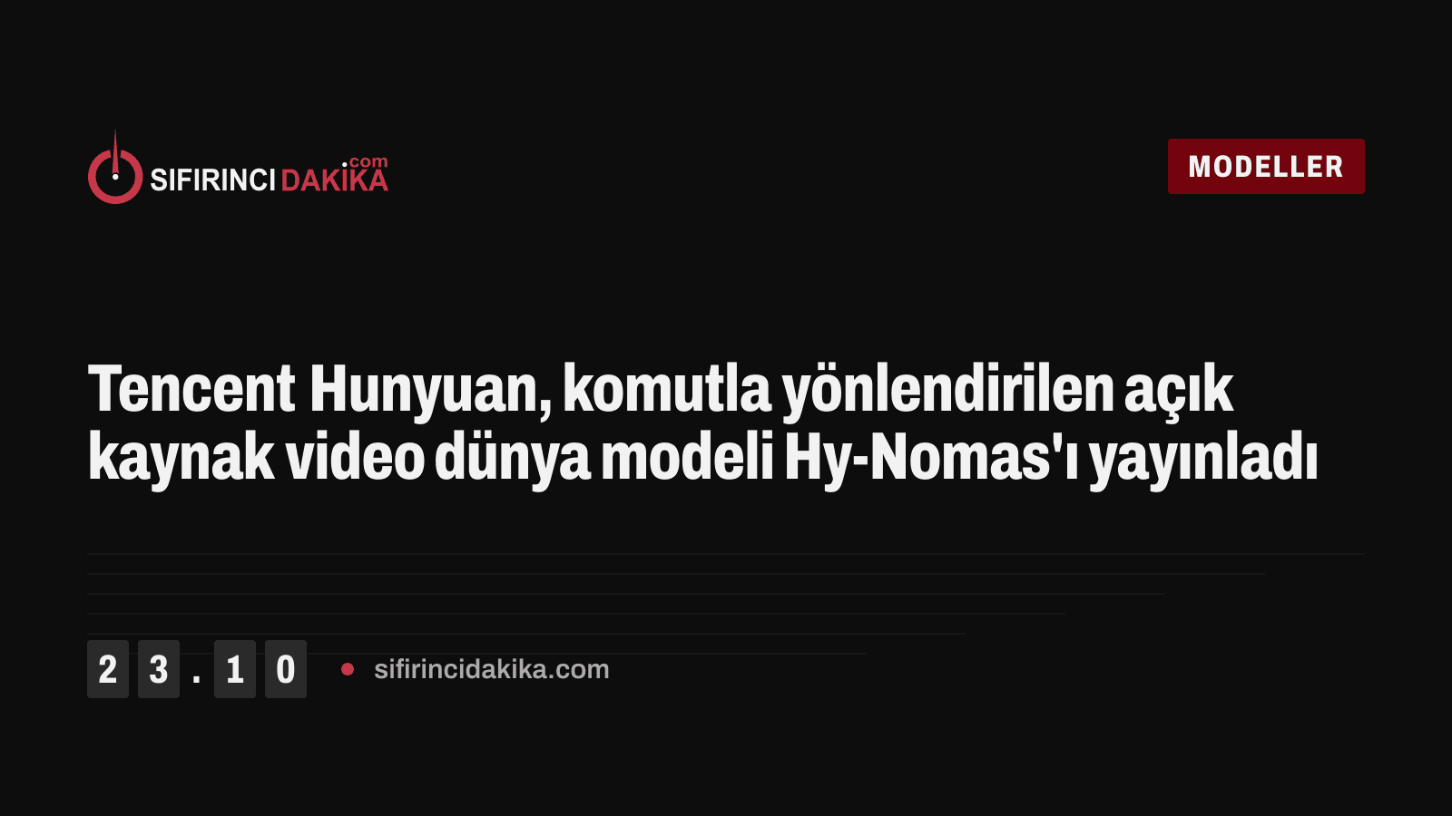 Tencent Hunyuan, komutla yönlendirilen açık kaynak video dünya modeli Hy-Nomas'ı yayınladı