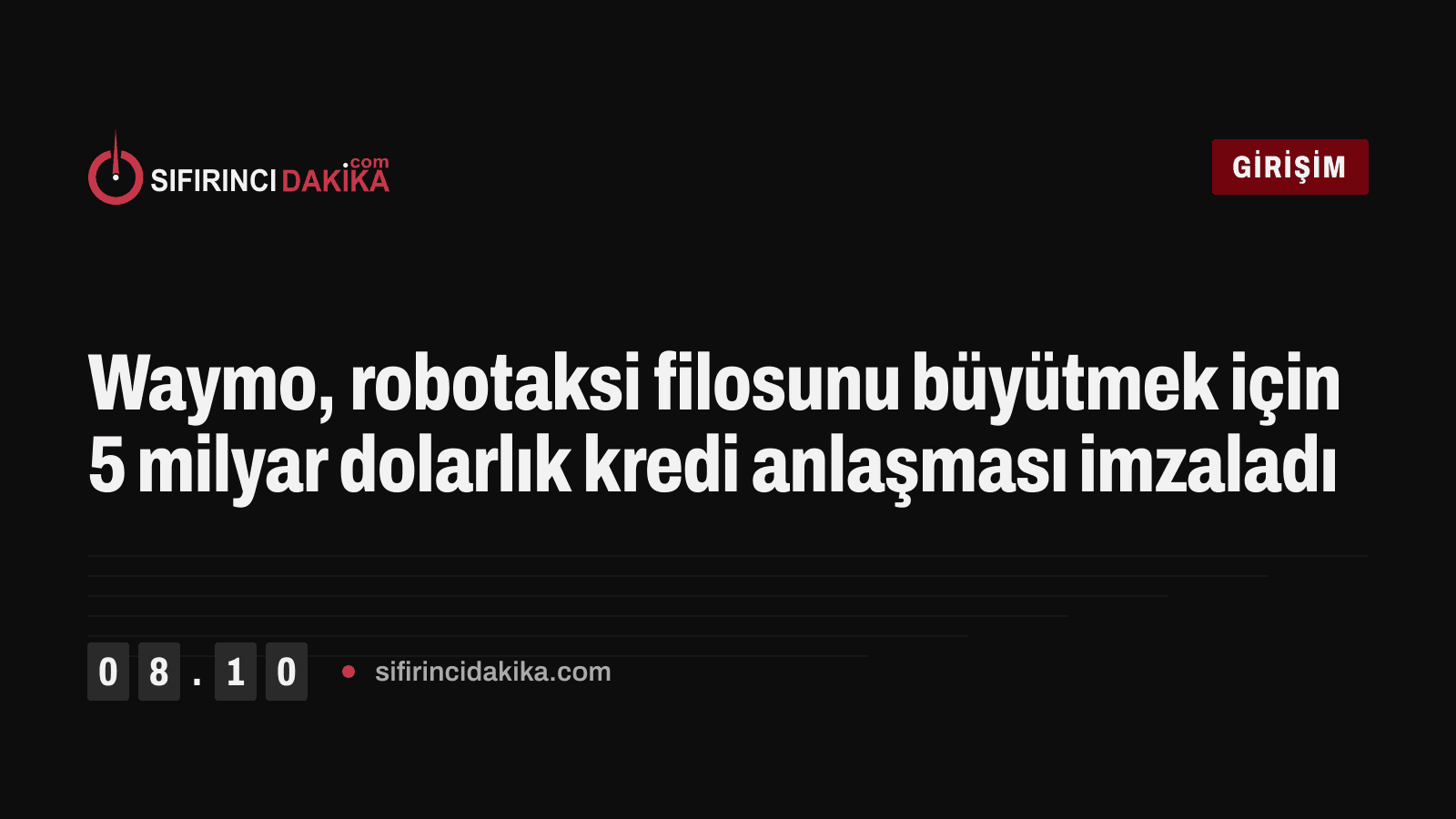 Waymo, robotaksi filosunu büyütmek için 5 milyar dolarlık kredi anlaşması imzaladı